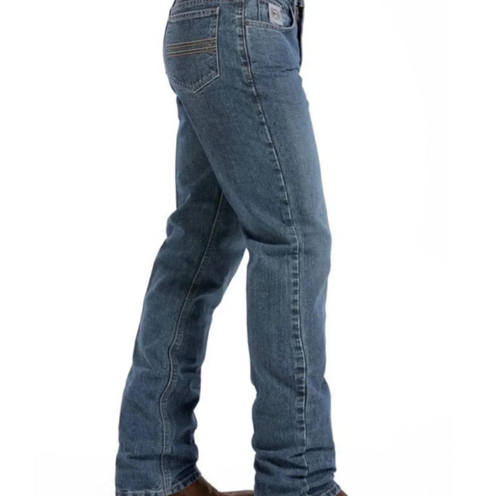 Cinch Men's Silver Label Mid Rise Slim Fit Straight Leg Jeans Medium Stonewash